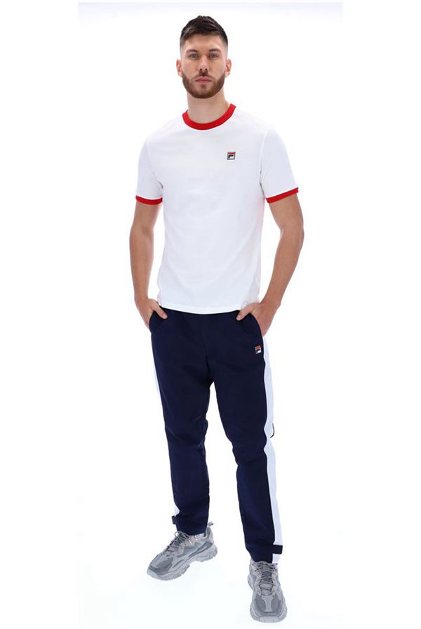 Fila Men's Marconi Essential Ringer T-Shirt - White / Red | UK-784HRPUQE